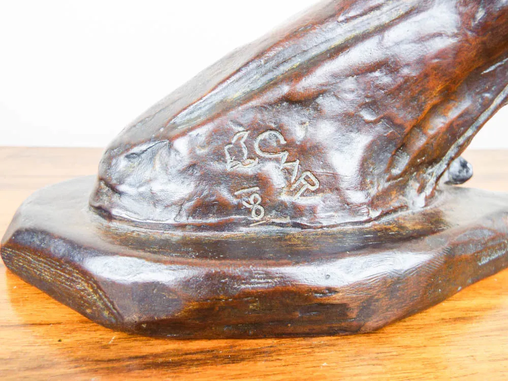 Vintage Bronze Horse Head Sculpture Recast After Charles Marion Russell