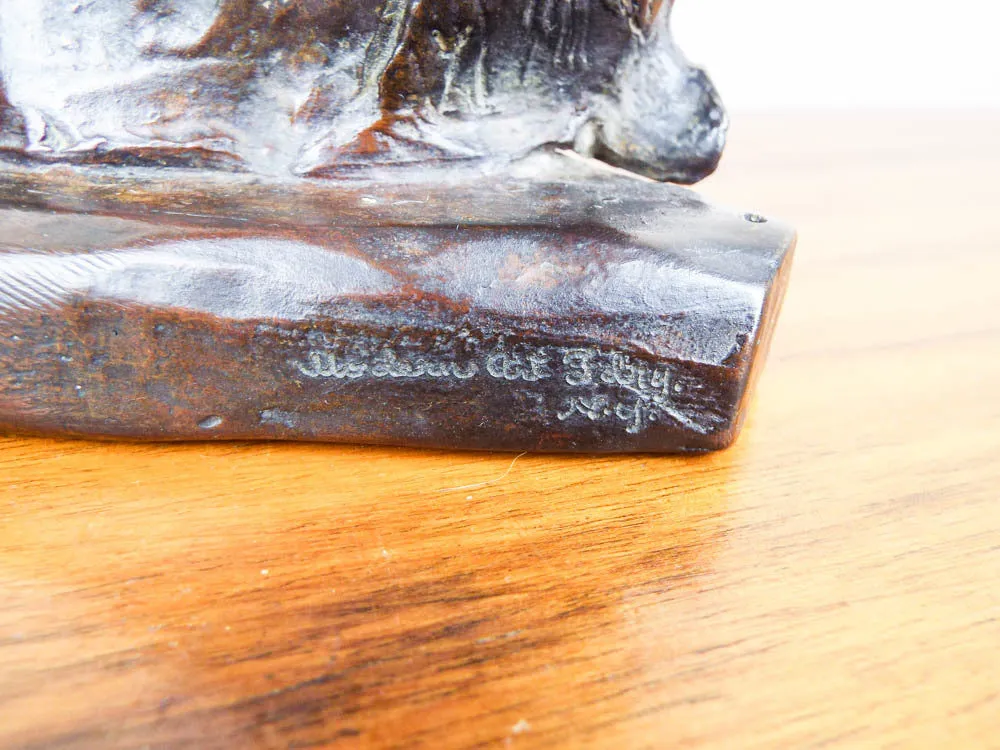 Vintage Bronze Horse Head Sculpture Recast After Charles Marion Russell