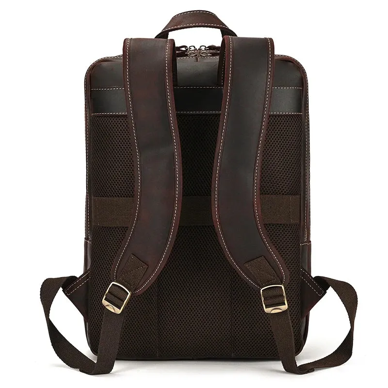 Vintage Genuine Leather Backpack 16" Laptop School Travel Bag