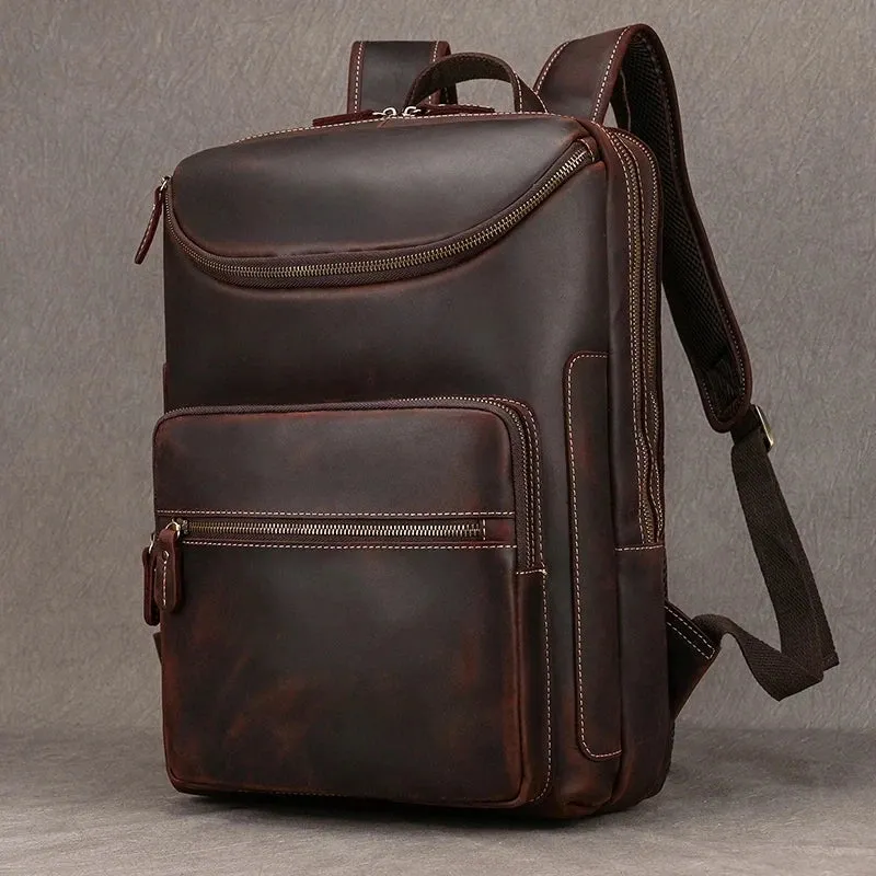 Vintage Genuine Leather Backpack 16" Laptop School Travel Bag