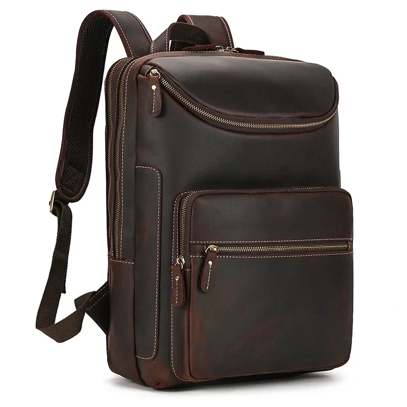 Vintage Genuine Leather Backpack 16" Laptop School Travel Bag