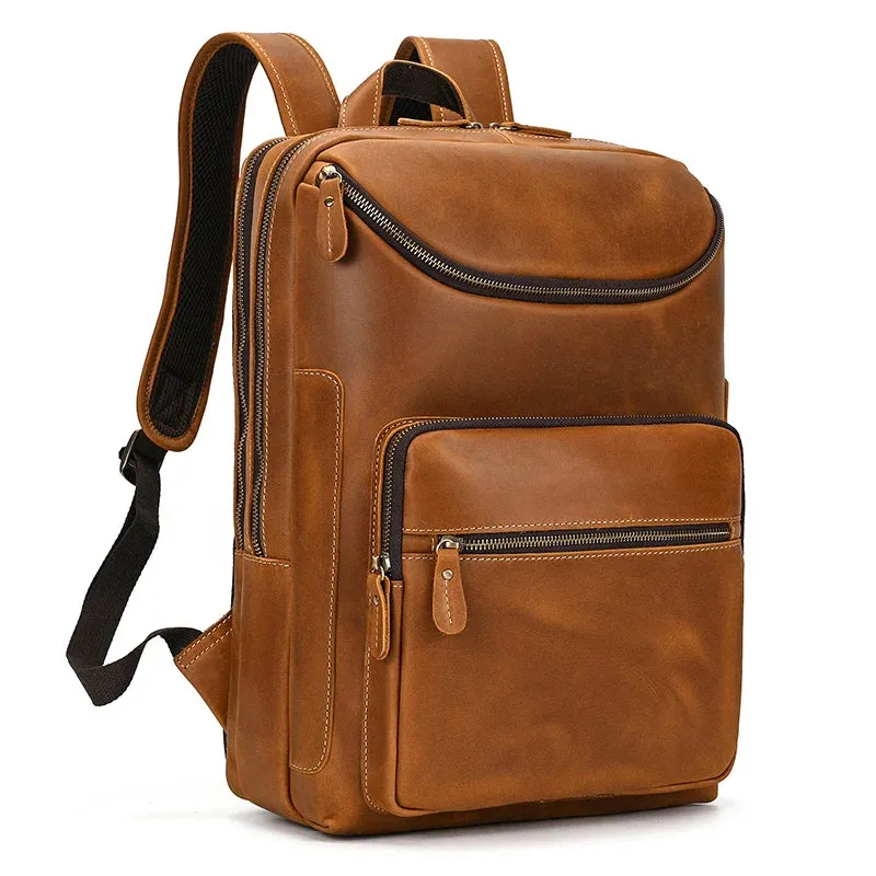 Vintage Genuine Leather Backpack 16" Laptop School Travel Bag