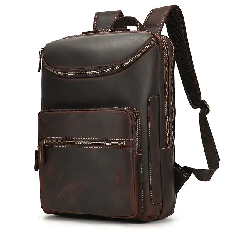 Vintage Genuine Leather Backpack 16" Laptop School Travel Bag