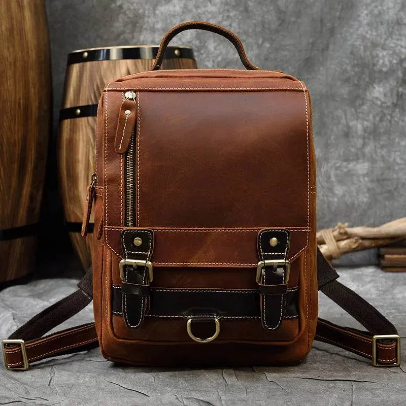 Vintage Genuine Leather Single Shoulder Chest Bag for Men