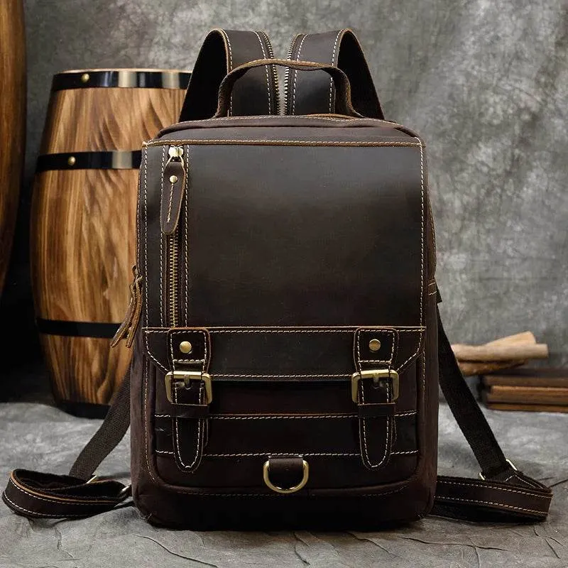 Vintage Genuine Leather Single Shoulder Chest Bag for Men