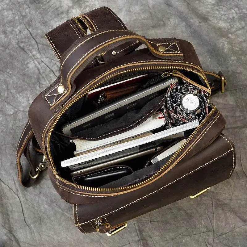 Vintage Genuine Leather Single Shoulder Chest Bag for Men