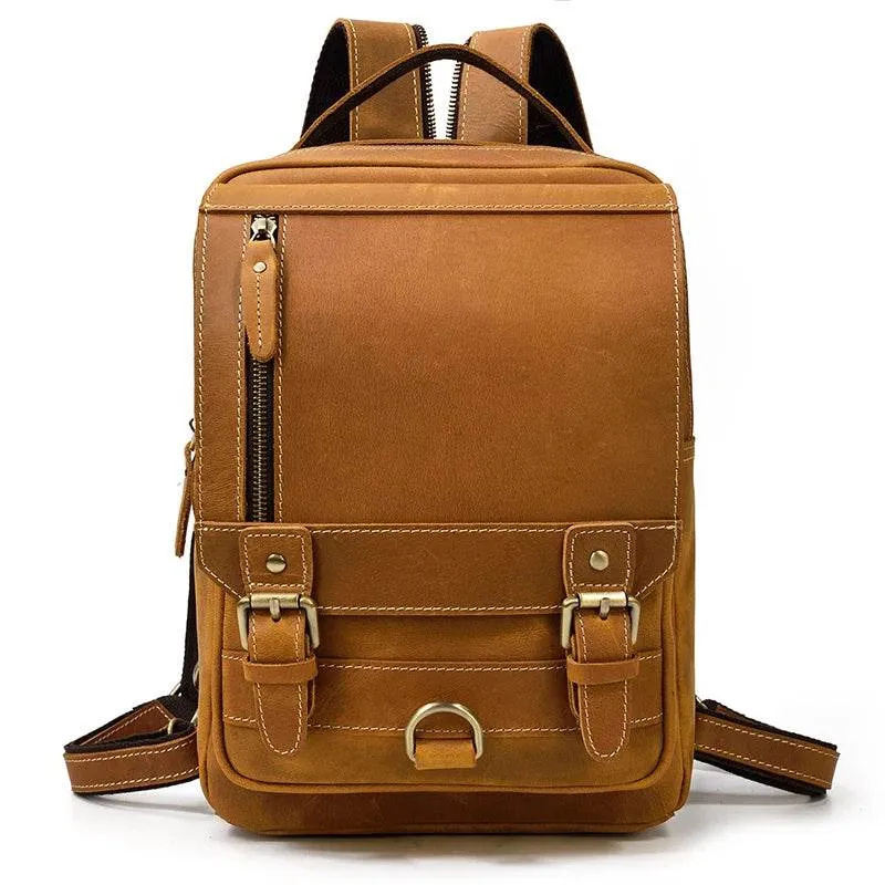 Vintage Genuine Leather Single Shoulder Chest Bag for Men