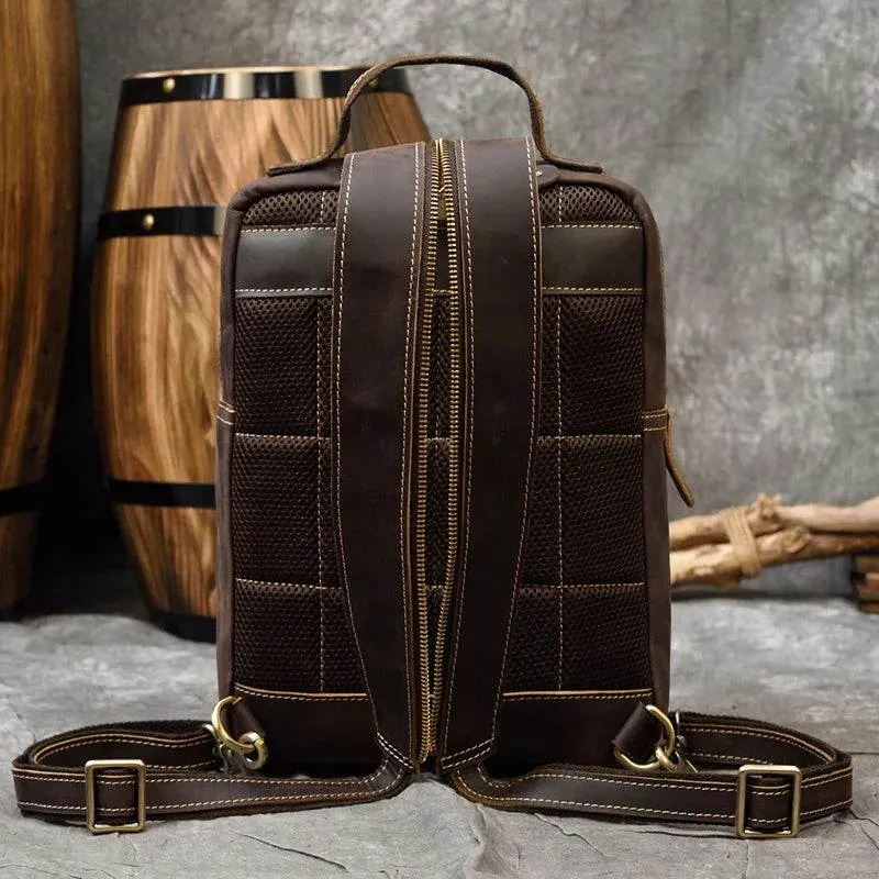 Vintage Genuine Leather Single Shoulder Chest Bag for Men