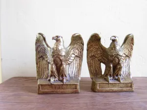 Vintage Gold Eagle Statue Bookends by PMC Craftsman Company