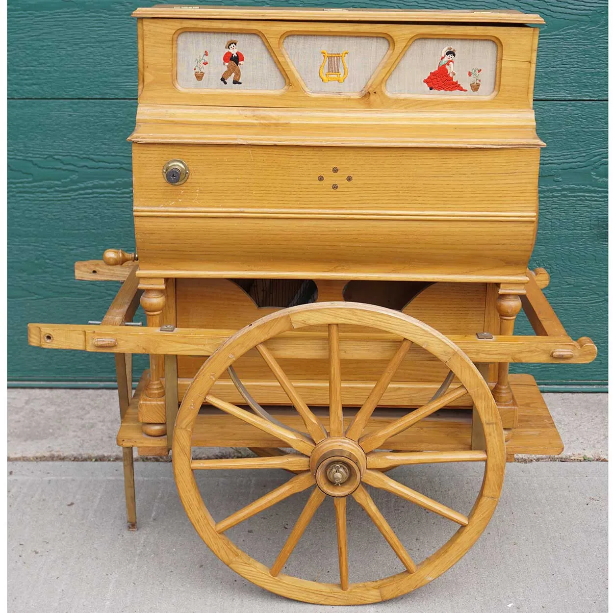 Vintage Spanish Enrique Salva Miniature Hurdy-Gurdy Street Piano Cart