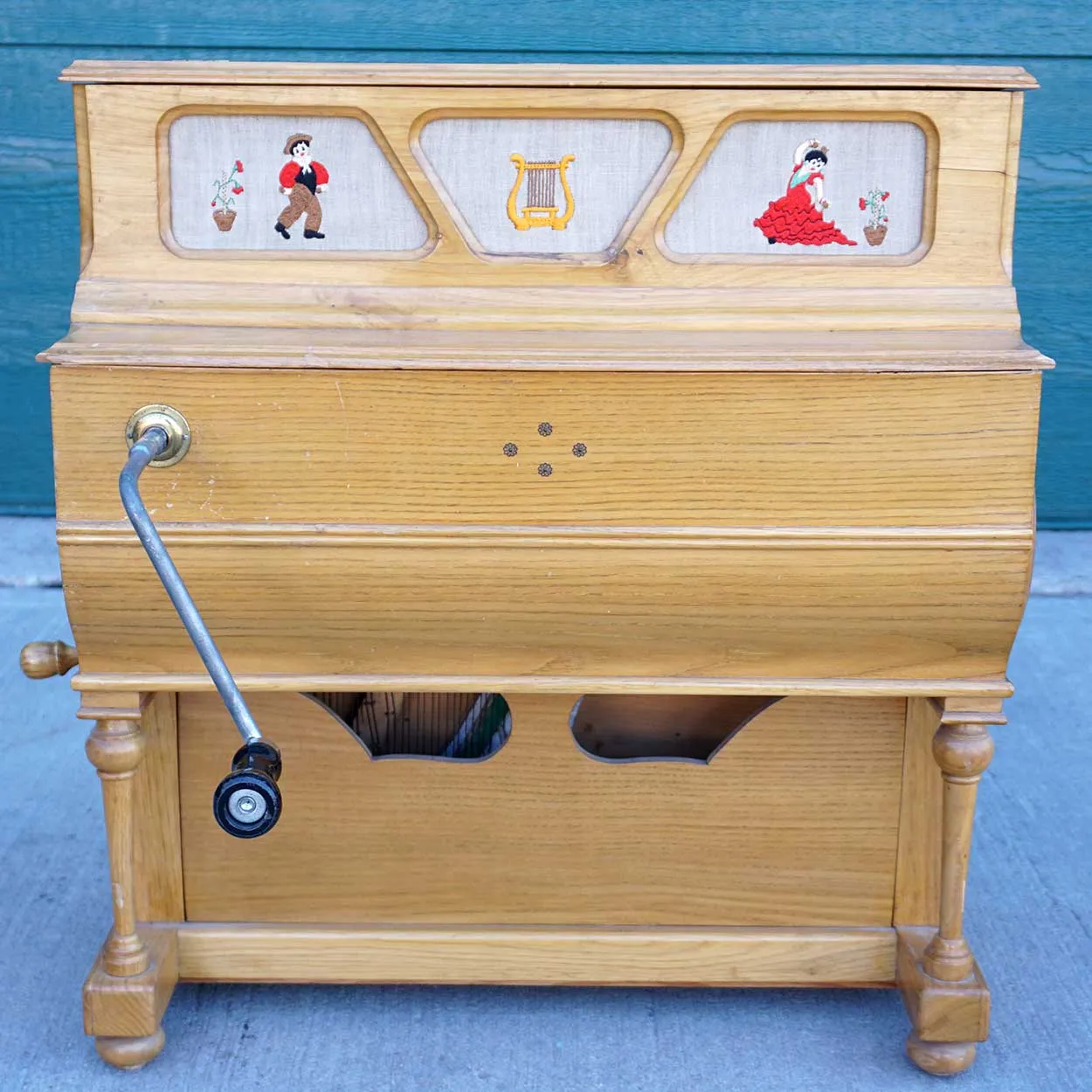 Vintage Spanish Enrique Salva Miniature Hurdy-Gurdy Street Piano Cart