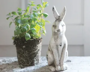 Vintage style cream ceramic rabbit figurine