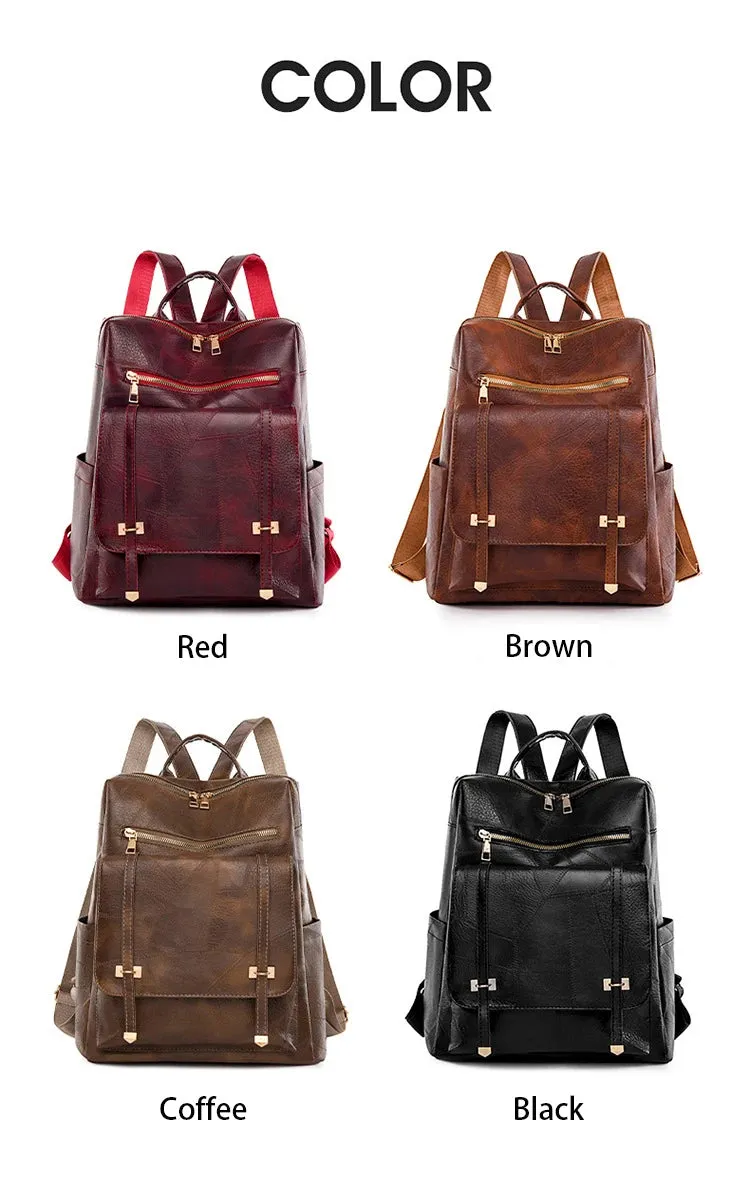 Vintage Women's Bag Large Capacity Leather Daily Commute Travel Women's Backpack Shopping