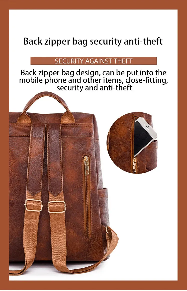Vintage Women's Bag Large Capacity Leather Daily Commute Travel Women's Backpack Shopping