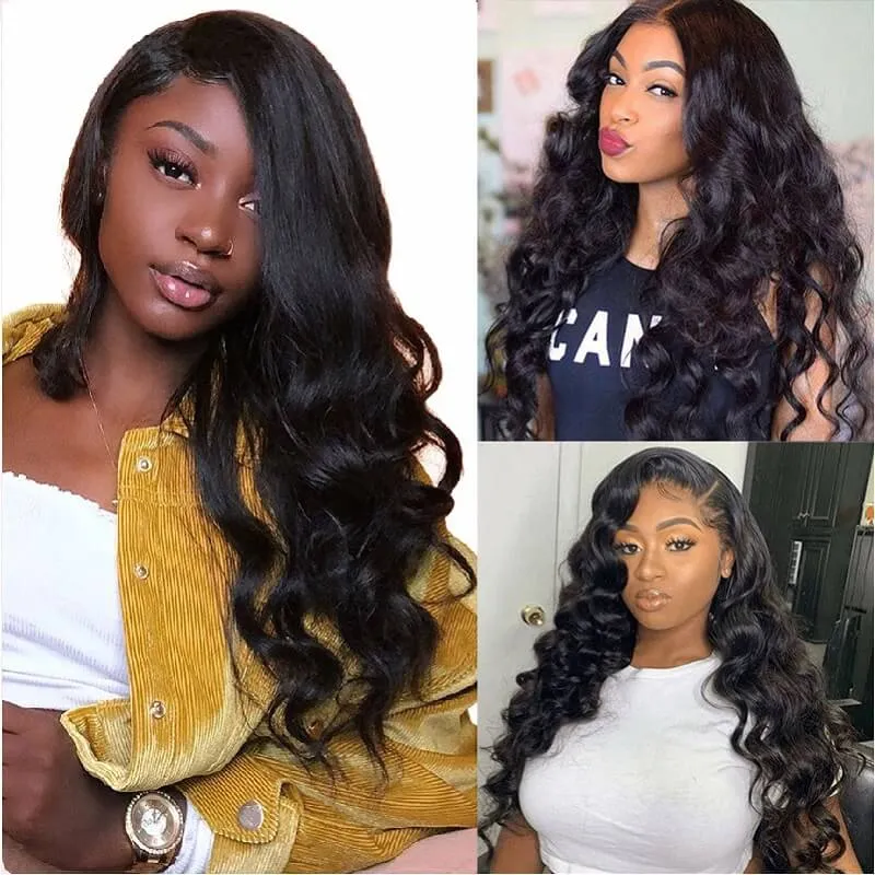 Wavymy 5x5 Lace Closure Virgin Human Hair Loose Wave With 3 Bundles