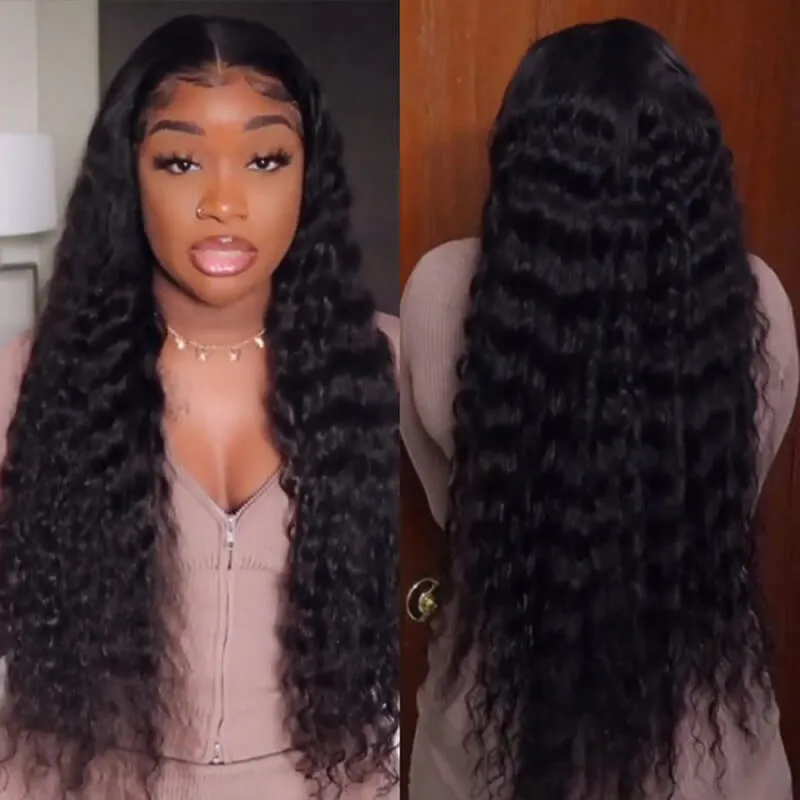 Wavymy Loose Deep Wave Wig Virgin Human Hair Full Lace Frontal Wig Natural Color