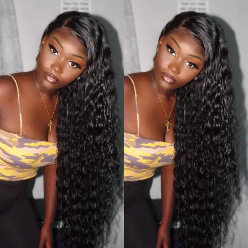 Wavymy Loose Deep Wave Wig Virgin Human Hair Full Lace Frontal Wig Natural Color
