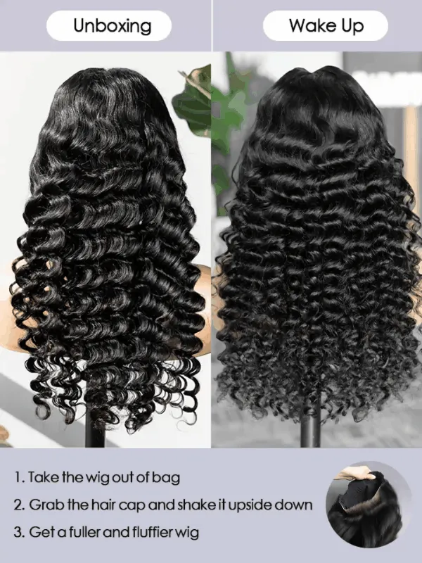 Wavymy V Part Loose Deep Wave Wigs Virgin Human Hair No Glue  No Leave Out Needed V Part Human Hair Wigs