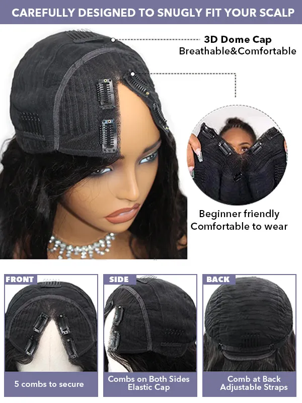 Wavymy V Part Loose Deep Wave Wigs Virgin Human Hair No Glue  No Leave Out Needed V Part Human Hair Wigs