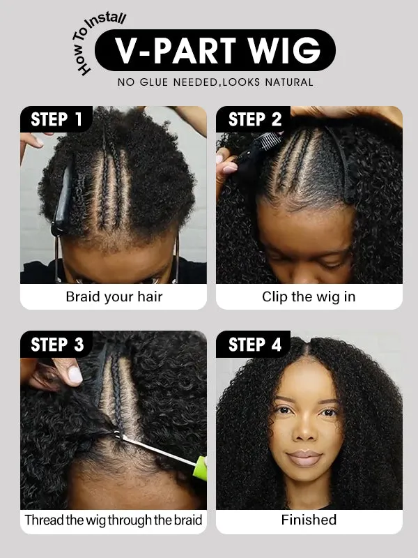 Wavymy V Part Loose Deep Wave Wigs Virgin Human Hair No Glue  No Leave Out Needed V Part Human Hair Wigs