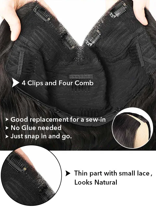 Wavymy V Part Loose Deep Wave Wigs Virgin Human Hair No Glue  No Leave Out Needed V Part Human Hair Wigs