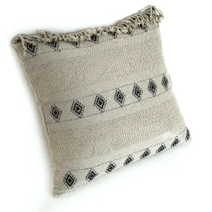 Wayil by Algodones Mayas Large Square Pillow Cover - Mixed Green with Navy Motif