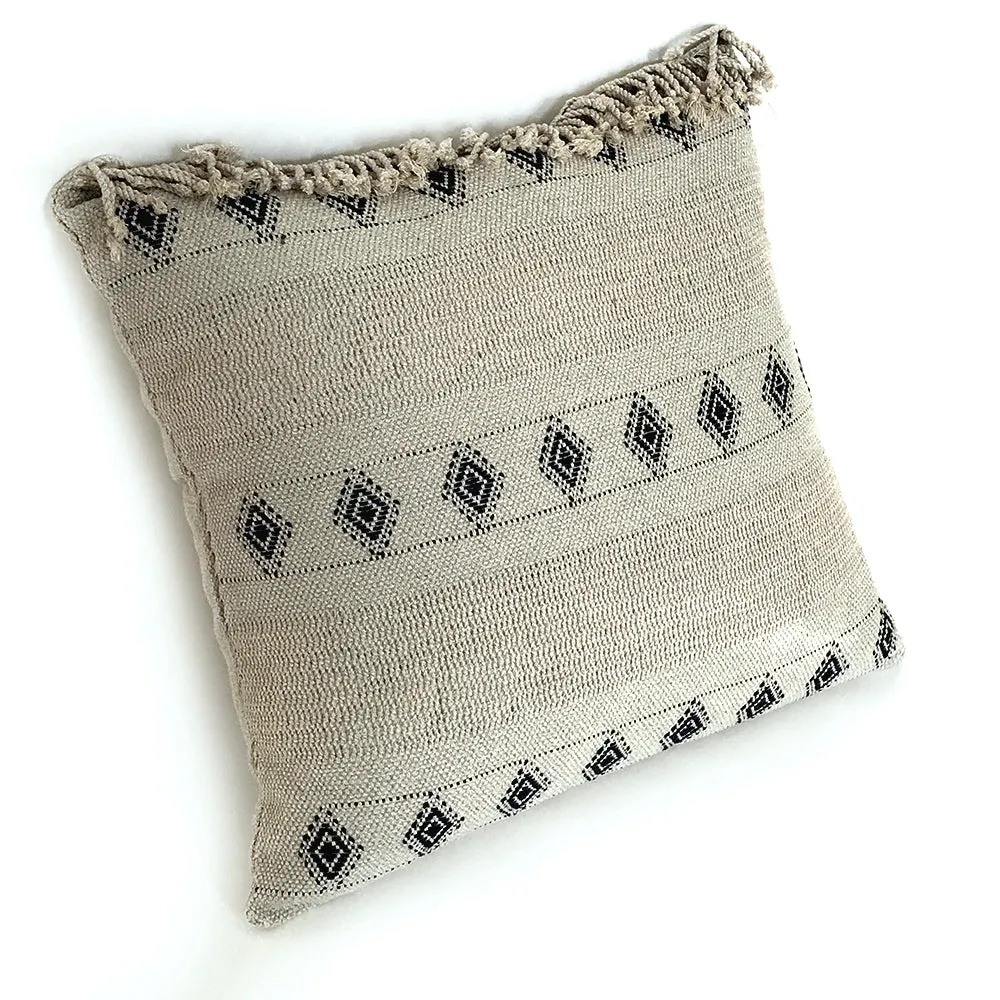 Wayil by Algodones Mayas Large Square Pillow Cover - Mixed Green with Navy Motif