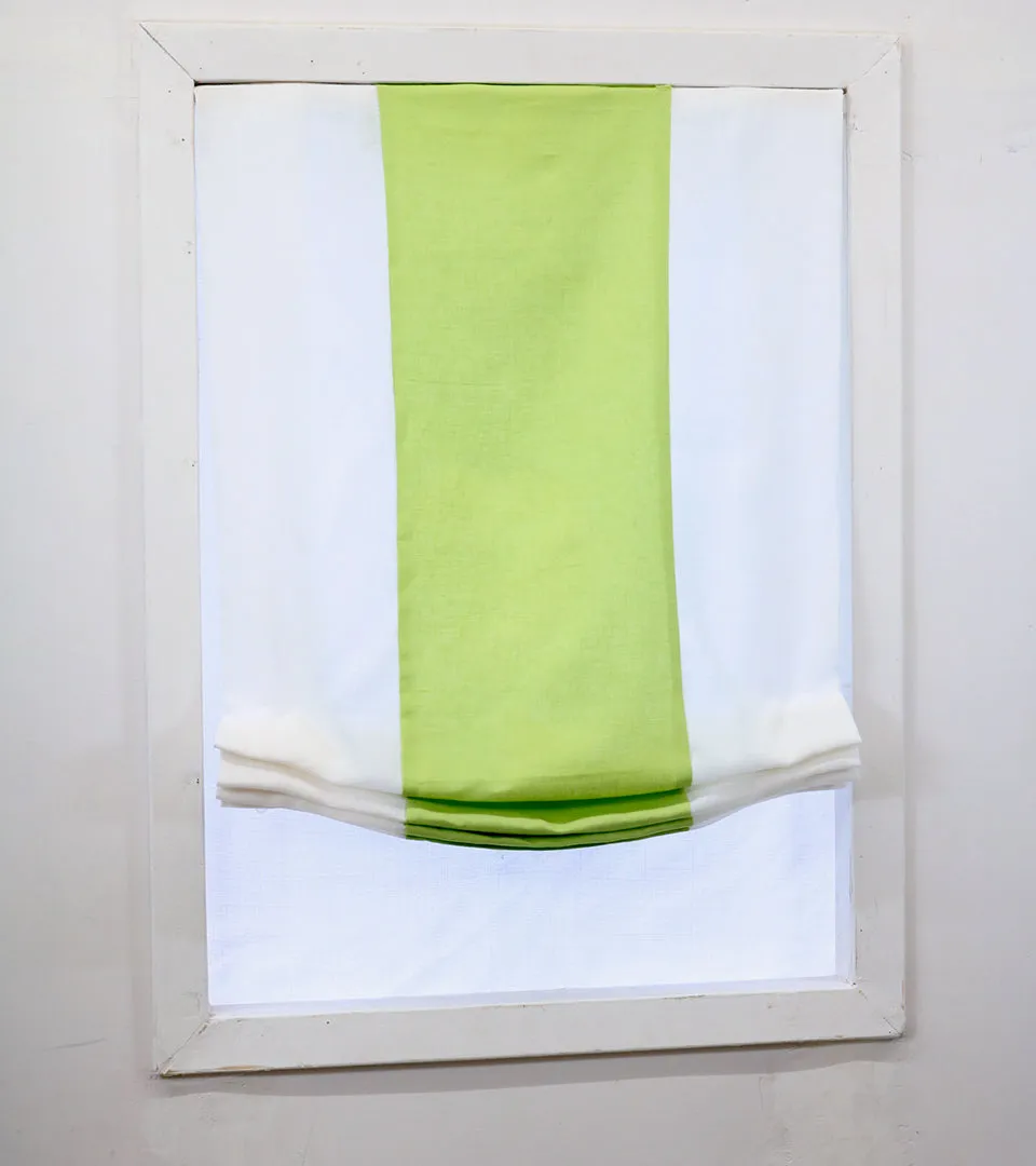 White Green 2 Color Combo Linen Relaxed Roman Shade