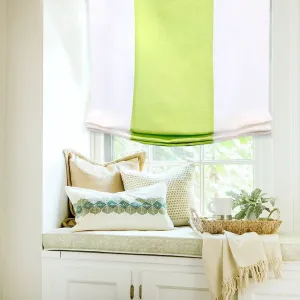 White Green 2 Color Combo Linen Relaxed Roman Shade
