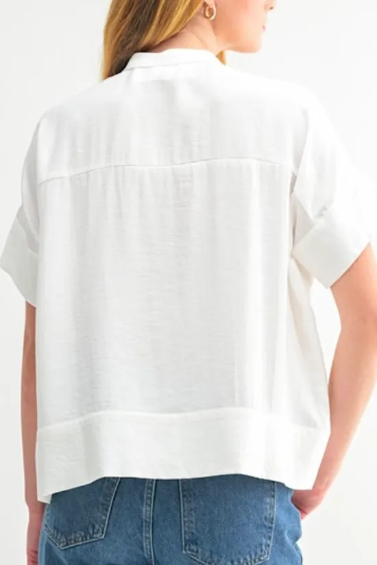 White Stitch Buttondown Top