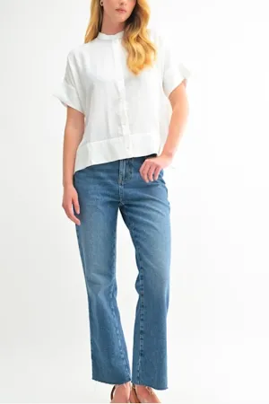 White Stitch Buttondown Top