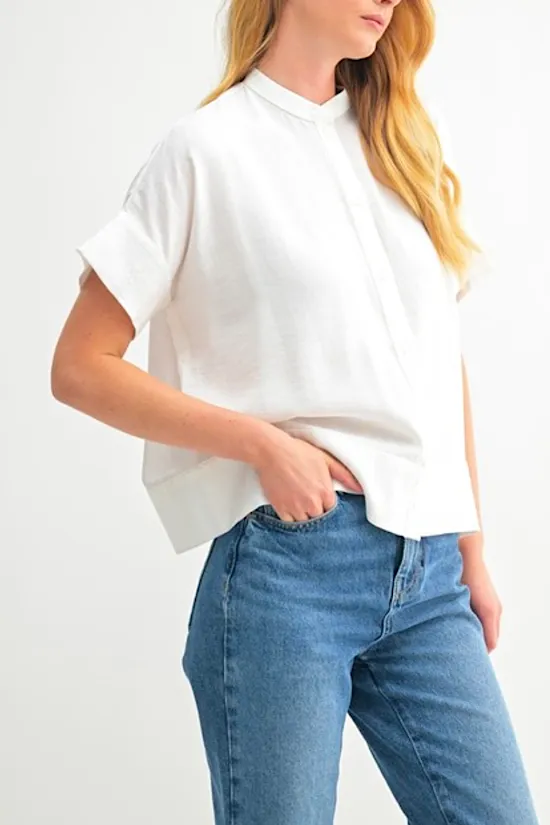 White Stitch Buttondown Top