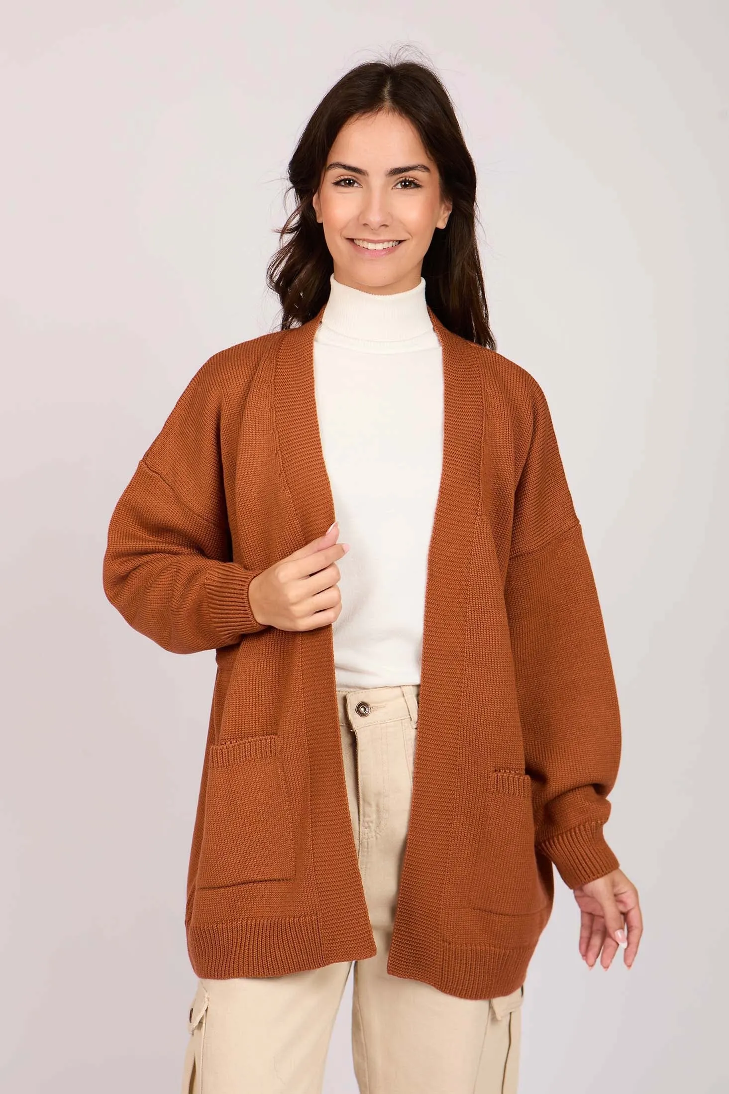Women Long Loose Cardigan orange