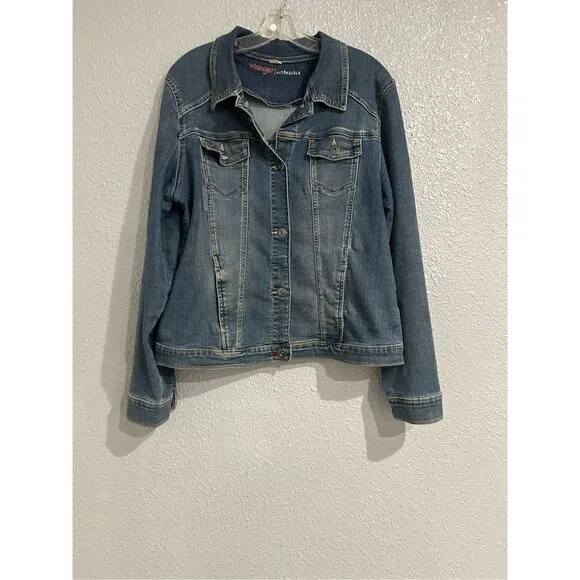 Wrangler Jean Jacket Blue Classic Casual Country Cowgirl XL