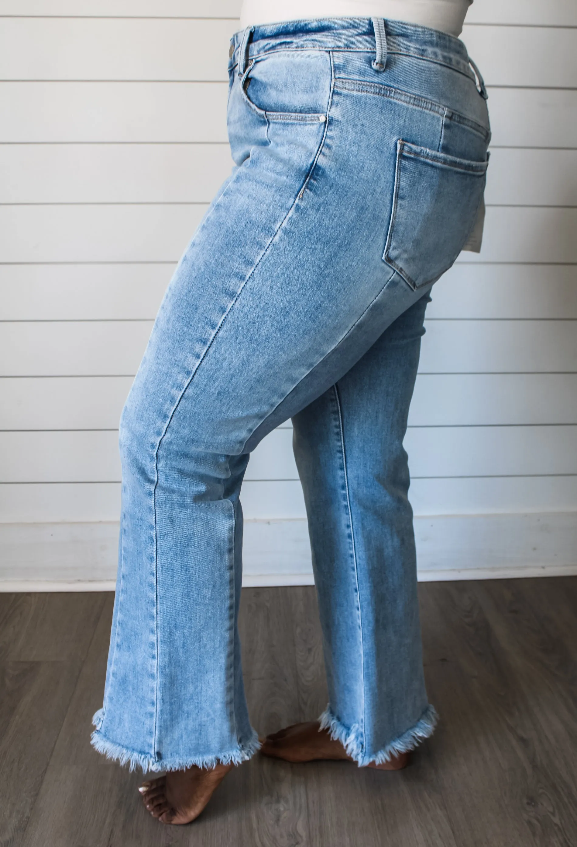 Wylie Paneled Straight Leg • Light Wash - PLUS