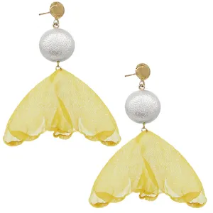 Yellow Chiffon Flowy Earrings