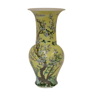 Yellow Ground Phoenix Tail Yen-Yen Vase, 16.5"H