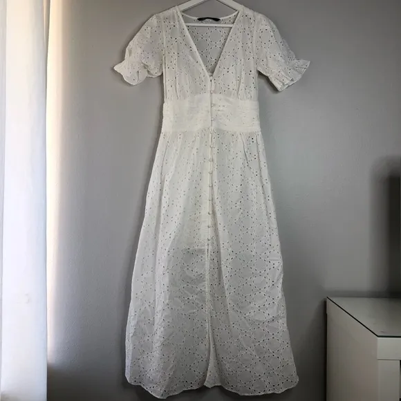 Zara Off White Casual Midi Dress