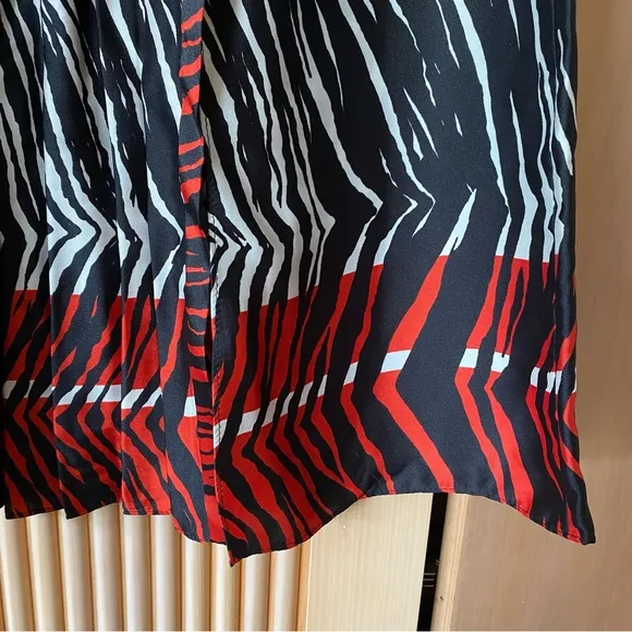 Zara zebra print pleated midi skirt with belt black red